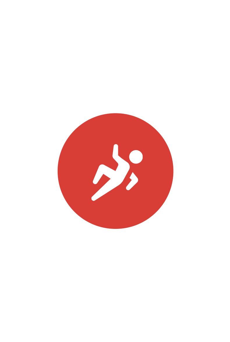 人物跌倒样式图标，展示其配备的跌倒检测功能。