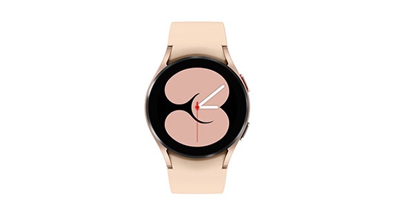 落英金Samsung Galaxy Watch4的正面视图