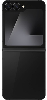 从背面看展开的炫熠黑 Galaxy Z Flip7 FE。