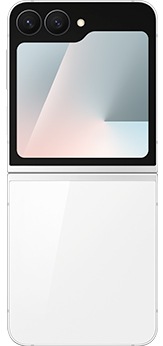 从背面看展开的炫羽白 Galaxy Z Flip7。