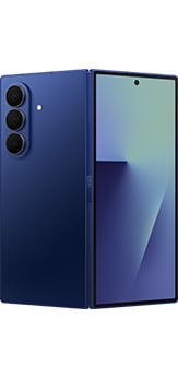 从背面看展开的暗影蓝 Galaxy Z Fold7。