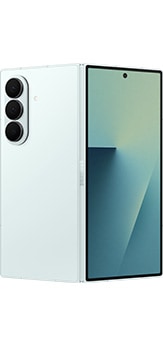 从背面看展开的青霜绿Galaxy Z Fold7。