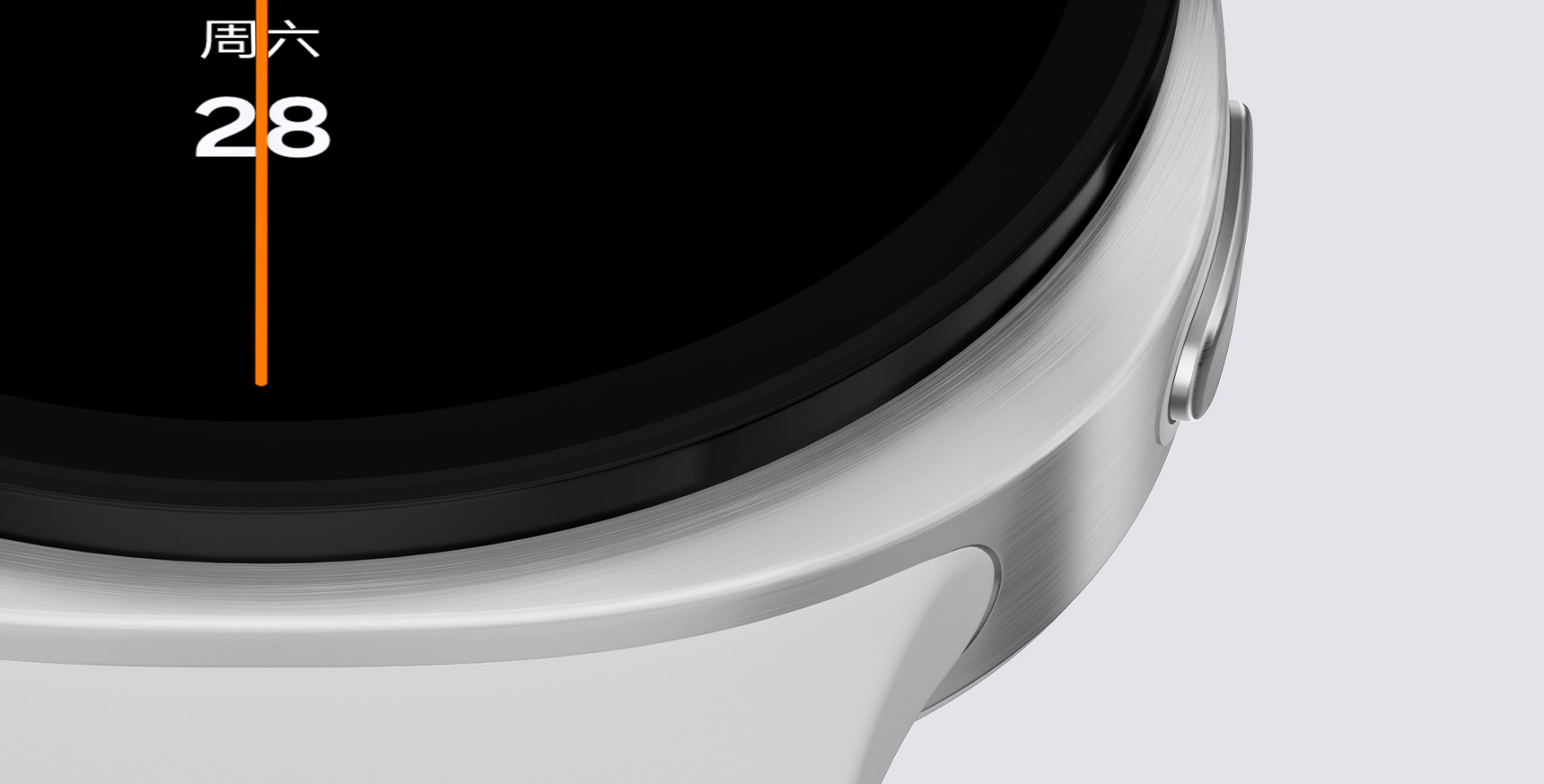 放大展示Galaxy Watch8边缘的天圆地方的设计的特写镜头出现在画面中。