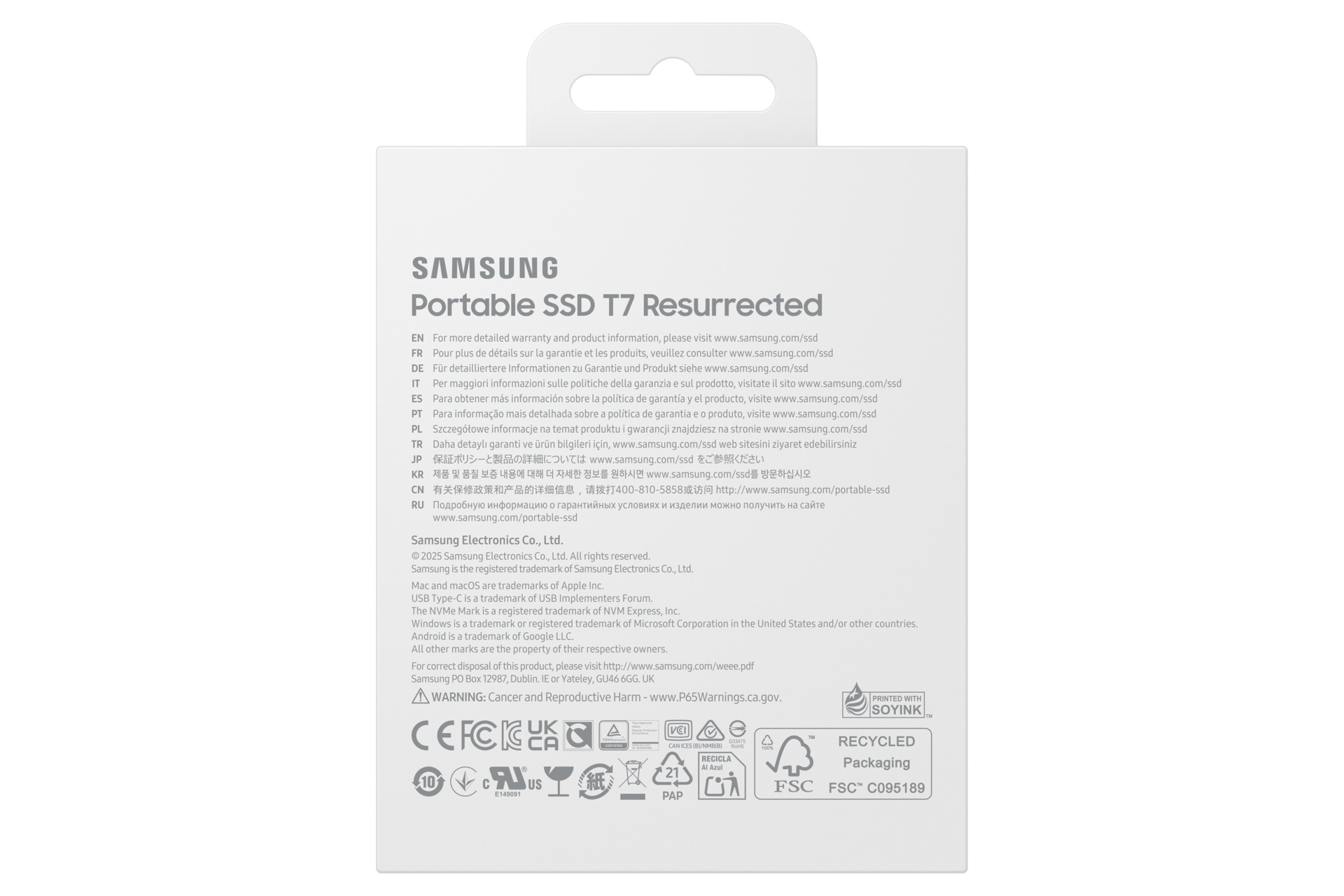 移动固态硬盘 T7焕新版 PKG-Back Silver 