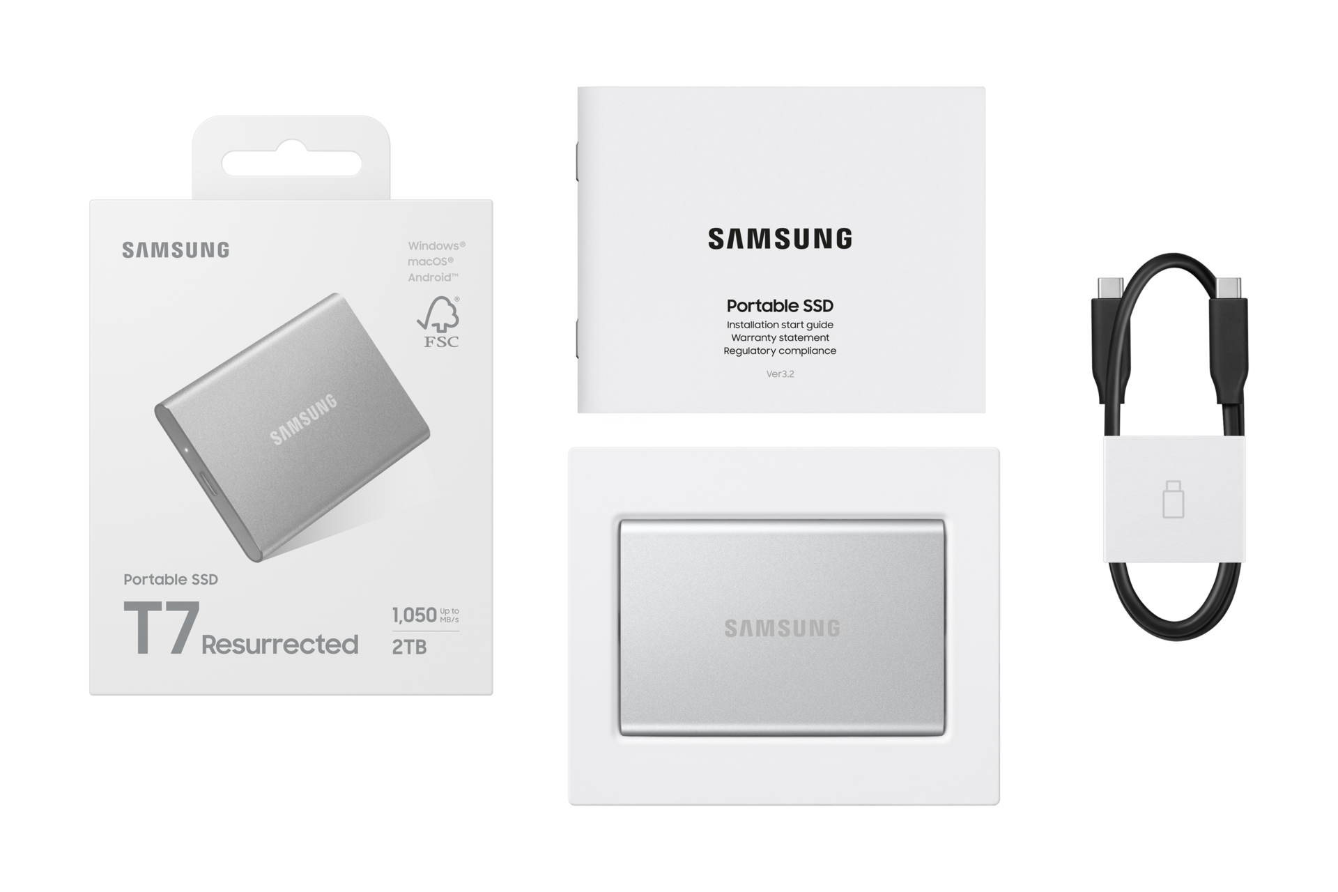 移动固态硬盘 T7焕新版 PKG-Group-Shot Silver 