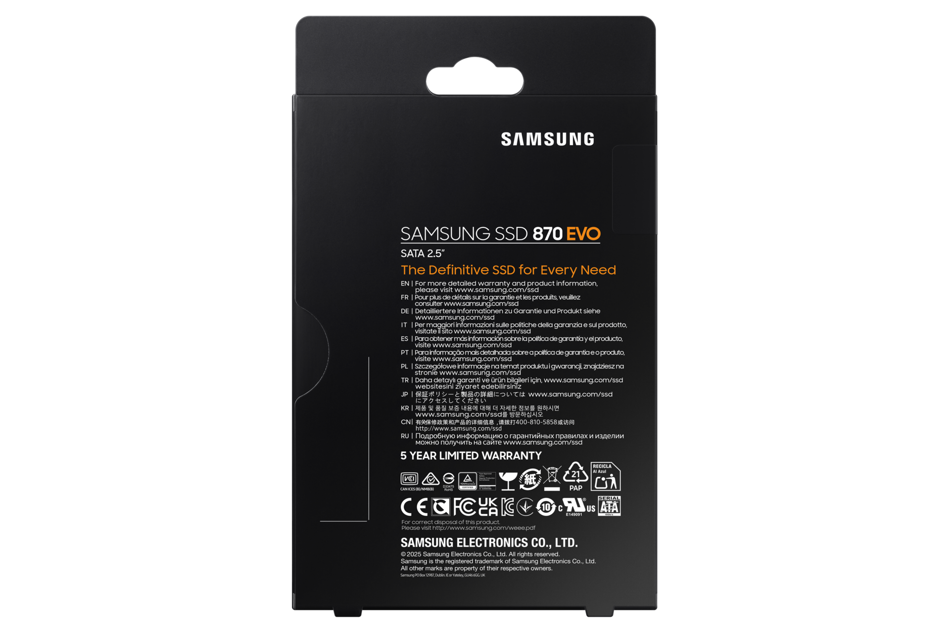 SSD 870 EVO SATA III  2.5 inch PKG-Back Black 