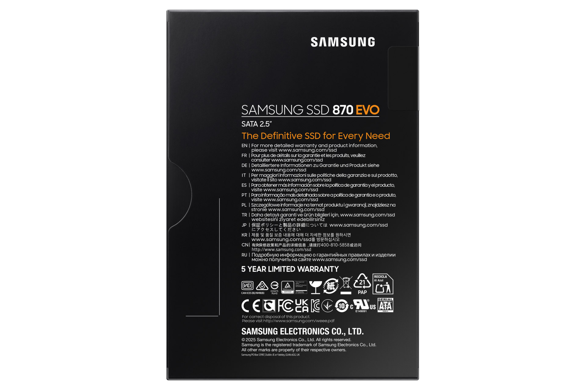 SSD 870 EVO SATA III  2.5 inch PKG-Back Black 