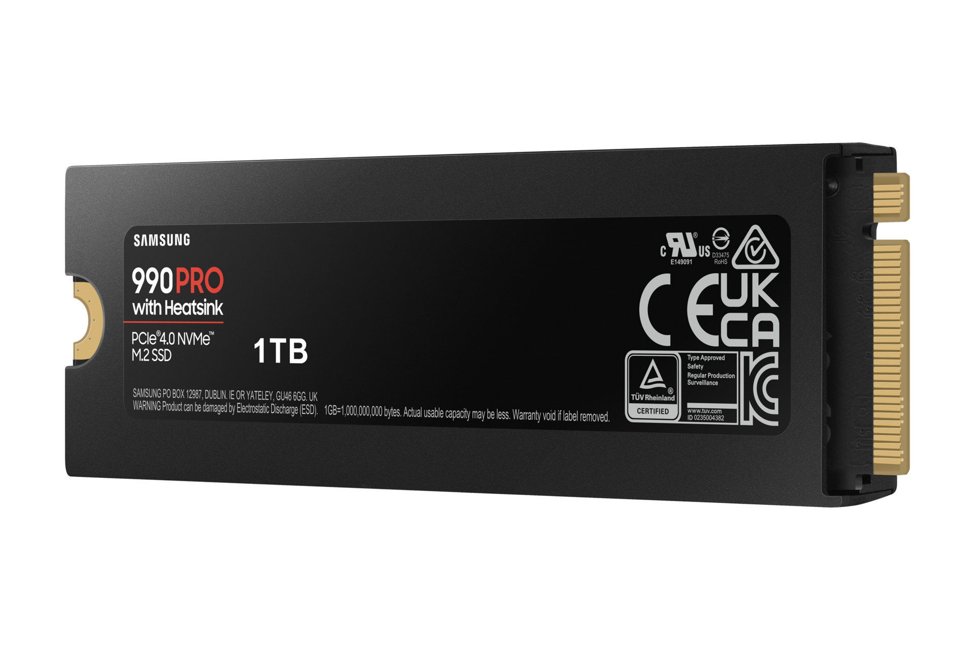 990 PRO With Heatsink (散热片版) PCIe 4.0 NVMe M.2 固态硬盘 R-Perspective-with-Label Black 