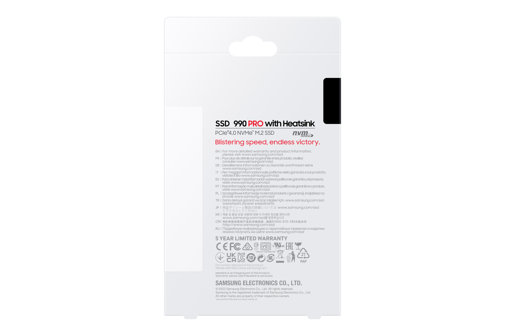 990 PRO With Heatsink (散热片版) PCIe 4.0 NVMe M.2 固态硬盘 PKG-Back Black 