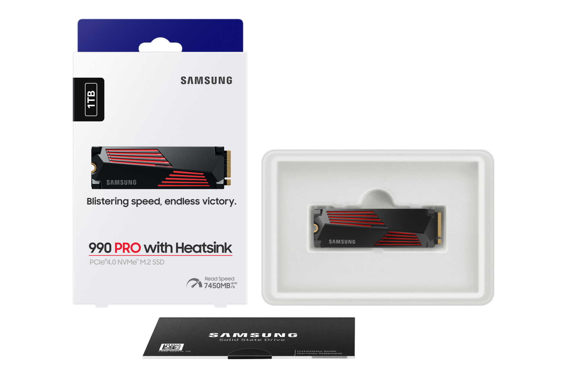 990 PRO With Heatsink (散热片版) PCIe 4.0 NVMe M.2 固态硬盘 PKG-Full-Shot2 Black 
