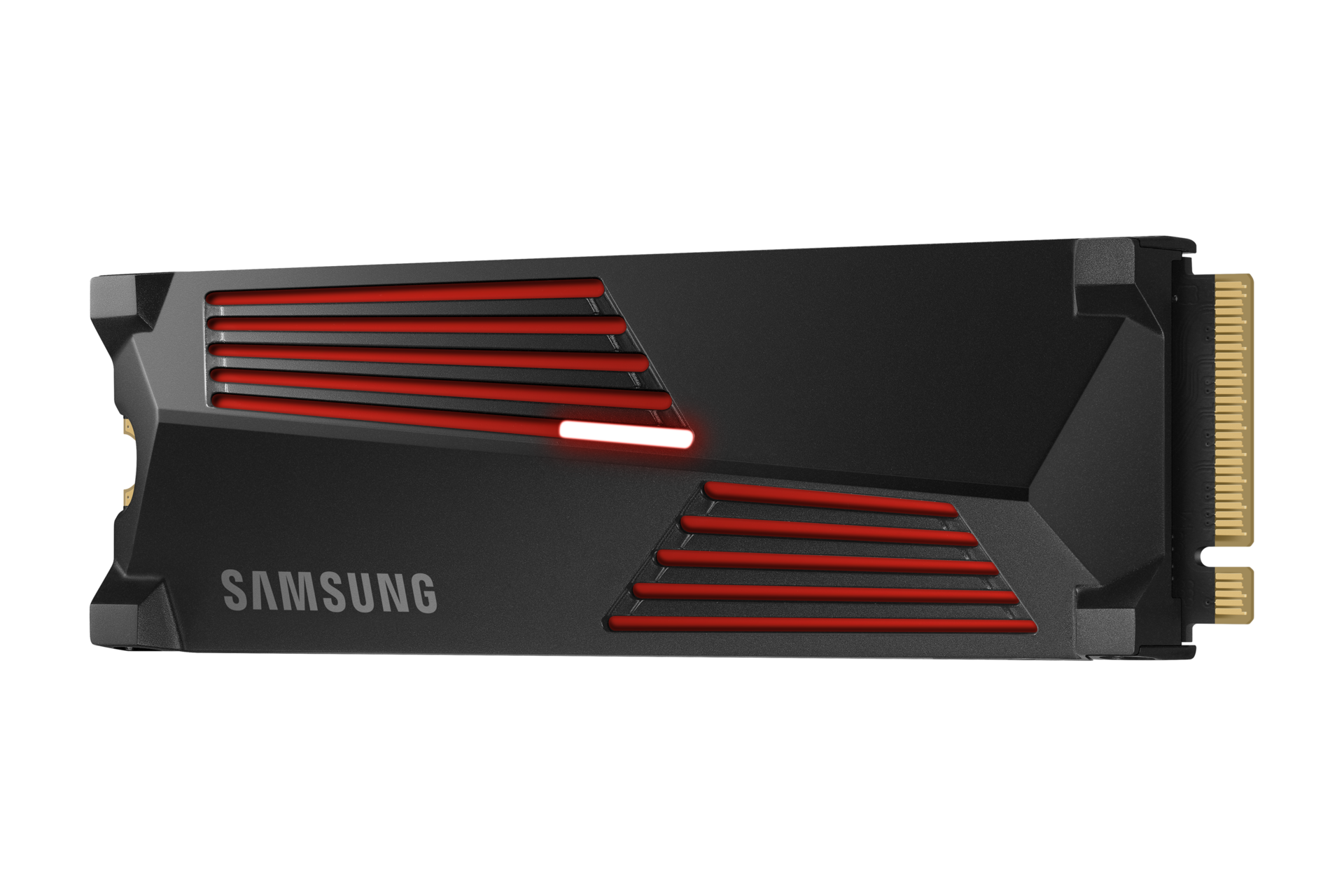 990 PRO With Heatsink (散热片版) PCIe 4.0 NVMe M.2 固态硬盘 R-Perspective-with-Heatsink-LED-ON- Black 