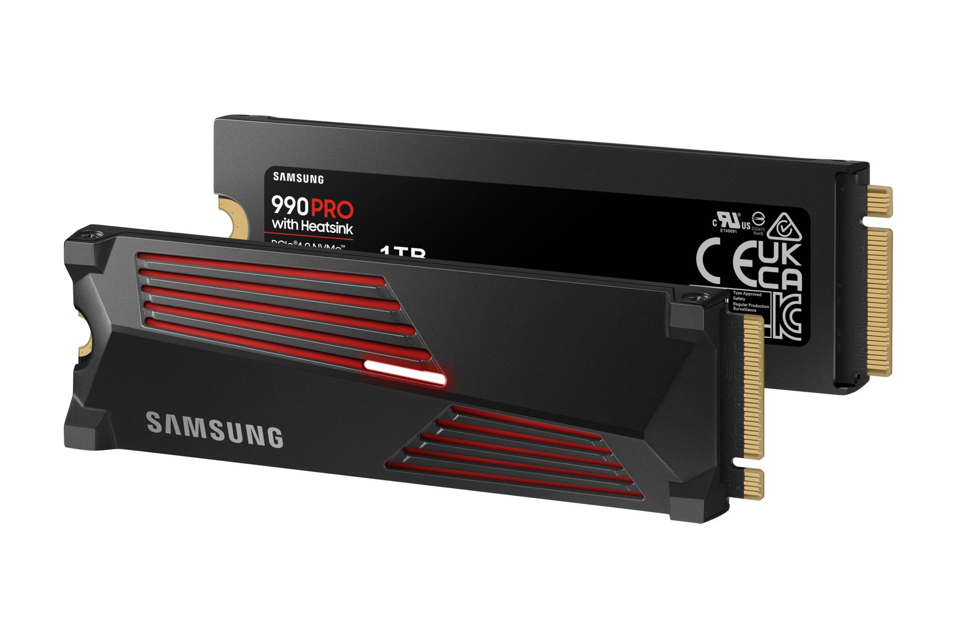 990 PRO With Heatsink (散热片版) PCIe 4.0 NVMe M.2 固态硬盘 R-Perspective-Set-LED-ON- Black 