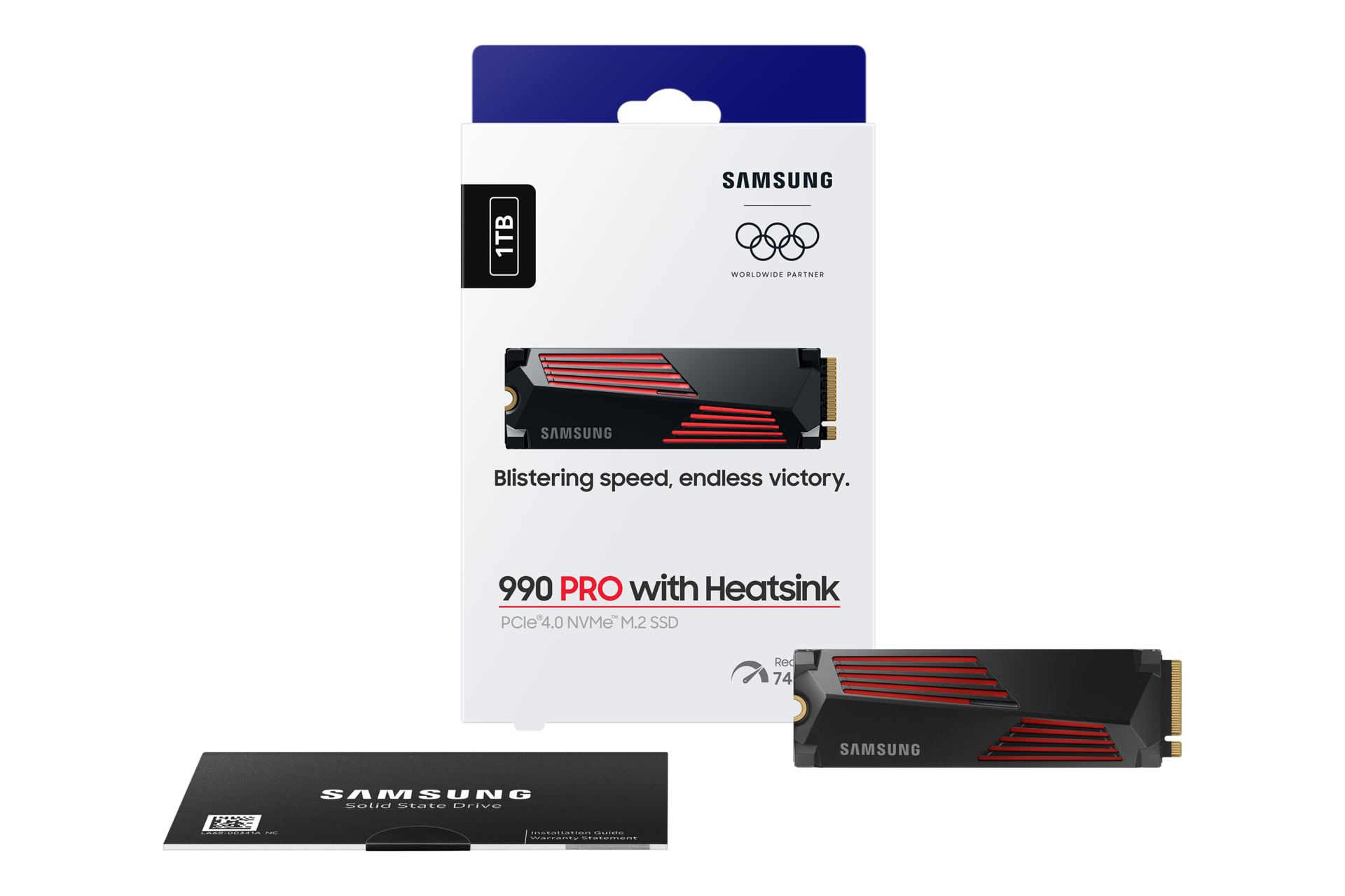990 PRO With Heatsink (散热片版) PCIe 4.0 NVMe M.2 固态硬盘 PKG2-Full-Shot-Olympic- Black 