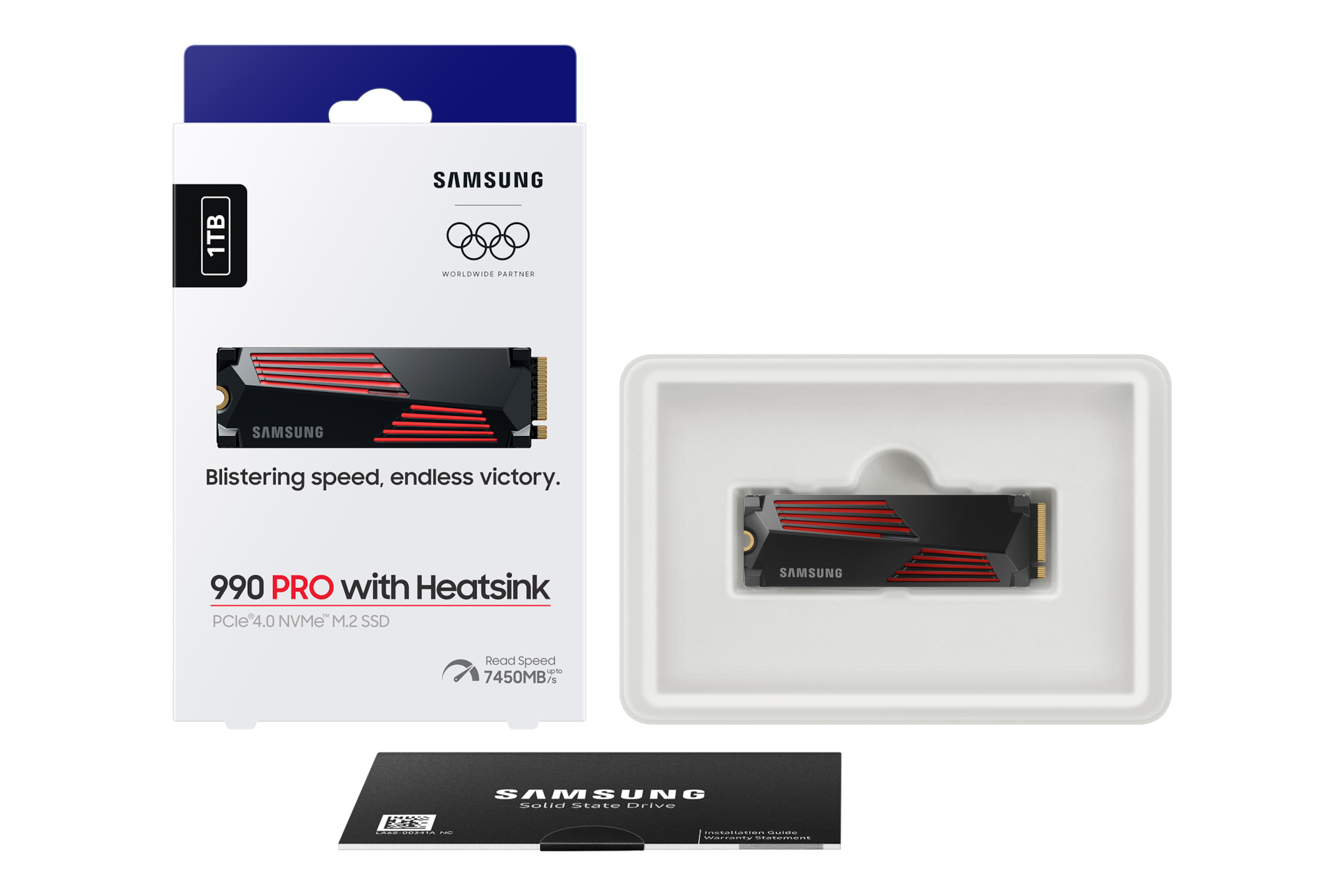 990 PRO With Heatsink (散热片版) PCIe 4.0 NVMe M.2 固态硬盘 PKG2-Full-Shot2-Olympic- Black 