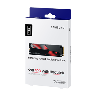 990 PRO With Heatsink (散热片版) PCIe 4.0 NVMe M.2 固态硬盘 PKG-R-Perspective Black 