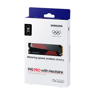 990 PRO With Heatsink (散热片版) PCIe 4.0 NVMe M.2 固态硬盘 PKG2-R-Perspective-Olympic- Black 