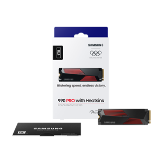 990 PRO With Heatsink (散热片版) PCIe 4.0 NVMe M.2 固态硬盘 PKG2-Full-Shot-Olympic- Black 