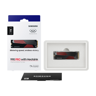 990 PRO With Heatsink (散热片版) PCIe 4.0 NVMe M.2 固态硬盘 PKG2-Full-Shot2-Olympic- Black 